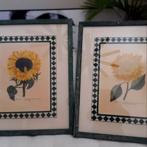 Wood matted art prints 2 rustic wall art. Green painted wood frames.